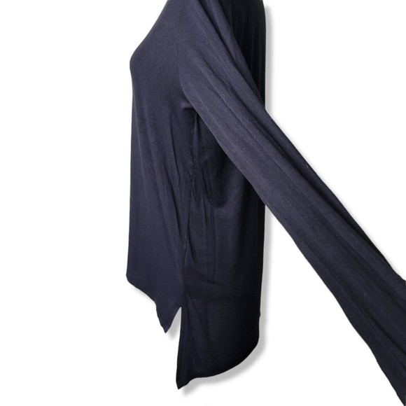 Joah Brown Black Long Sleeve Soft Stretchy Jersey Knit High Low Tee Size M/L - Picture 7 of 9